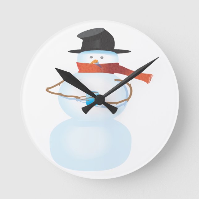 Cold Snowman Round Clock (Front)