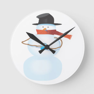 Cold Snowman Round Clock