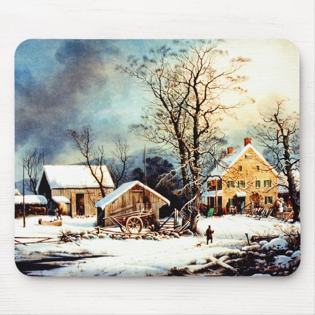 Cold snowy morning mouse pad (Front)