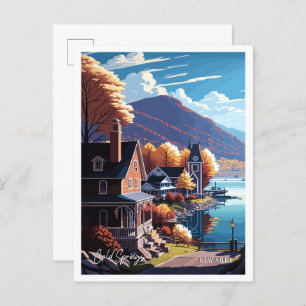 Cold Springs New York vintage travel illustration Postcard