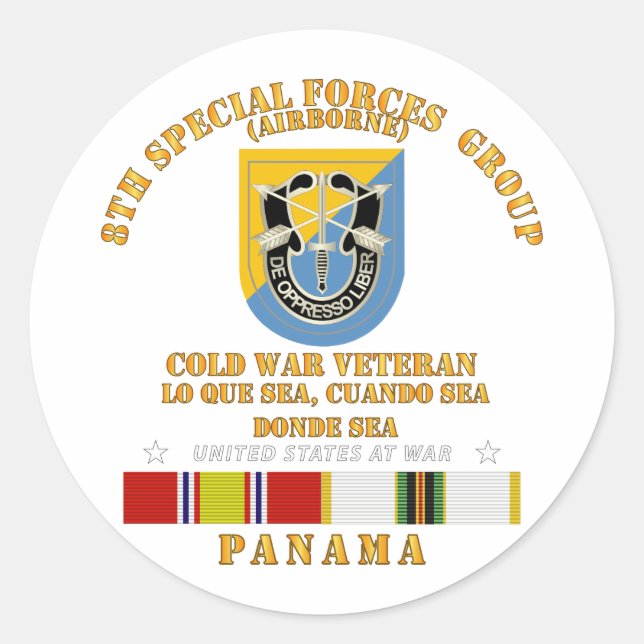 Cold War Vet - 8th Special Forces Group - Panama Classic Round Sticker (Front)