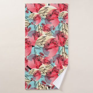 Cold Warm Watercolor Floral Geometric Bath Towel
