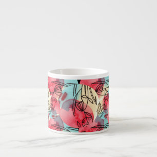 Cold Warm Watercolor Floral Geometric Espresso Cup