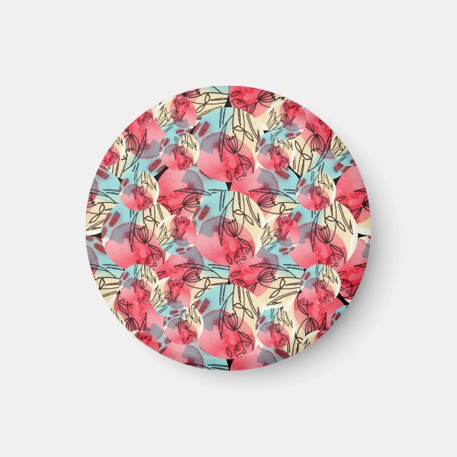 Cold Warm Watercolor Floral Geometric Magnet (Front)