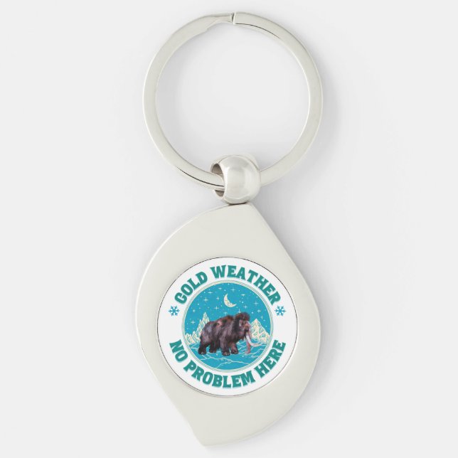 Cold Weather Mammoth Winter Humour Key Ring (Front)