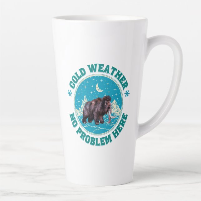 Cold Weather Mammoth Winter Humour Latte Mug (Right)