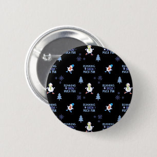 Cold Weather Running Christmas Snowman 6 Cm Round Badge