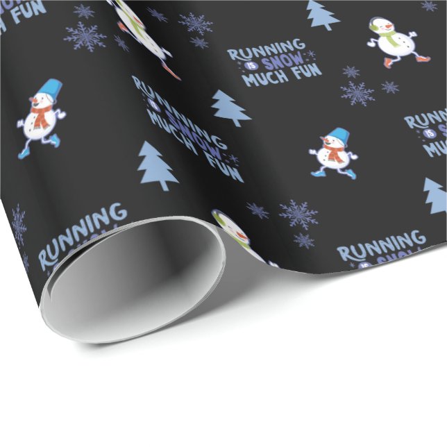 Cold Weather Running Christmas Snowman Wrapping Paper (Roll Corner)