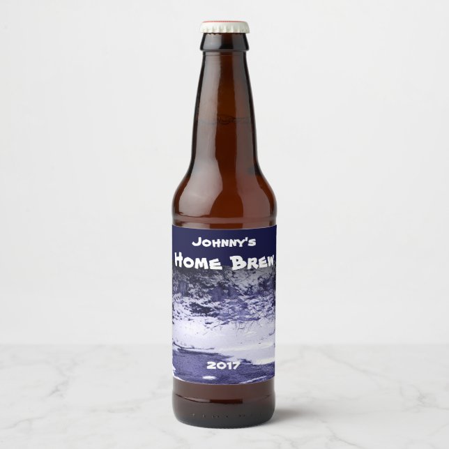 Cold Winter Creek Blue and White Beer Label (Front)
