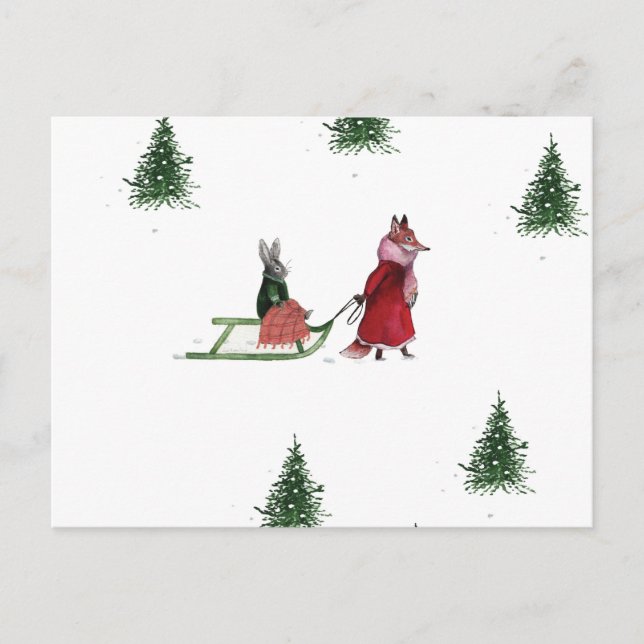 Cold Winter Day Illustration Holiday Postcard (Front)