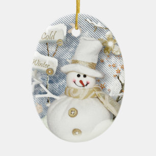 Cold Winter Snowman Ceramic Tree Decoration