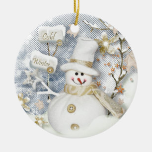 Cold Winter Snowman Ceramic Tree Decoration