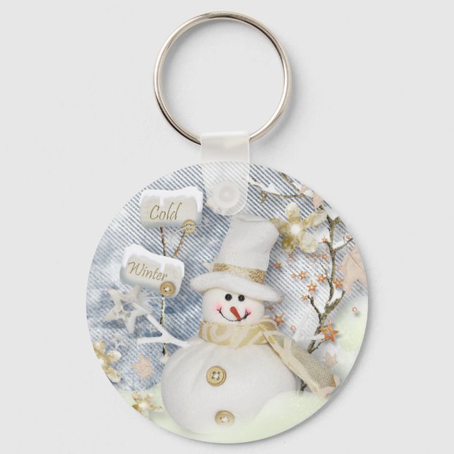 Cold Winter Snowman Key Ring (Front)