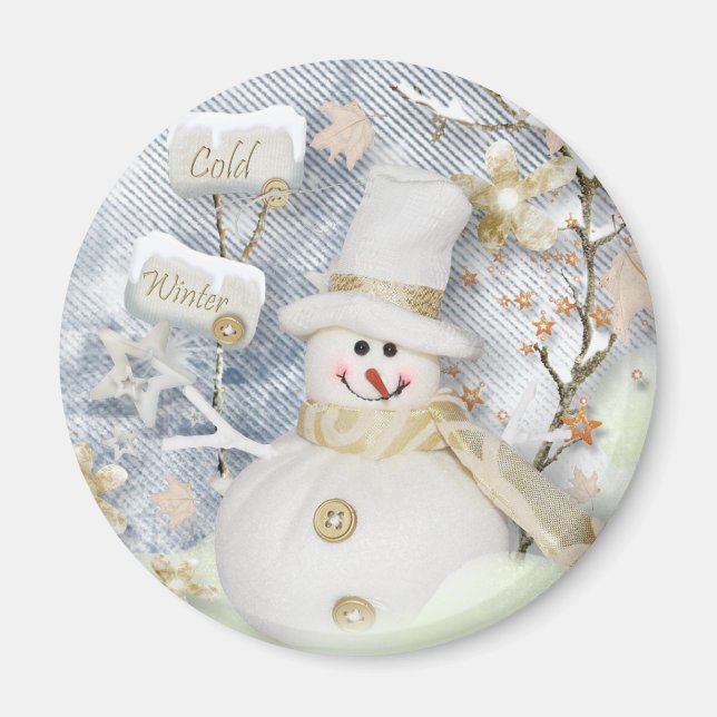 Cold Winter Snowman Magnet (Front)