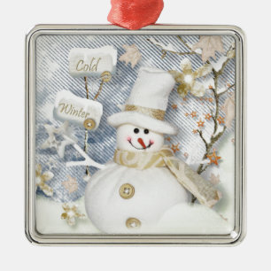 Cold Winter Snowman Metal Tree Decoration