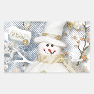 Cold Winter Snowman Rectangular Sticker