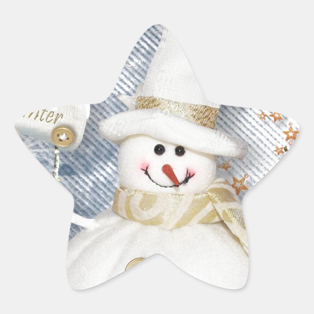 Cold Winter Snowman Star Sticker (Front)
