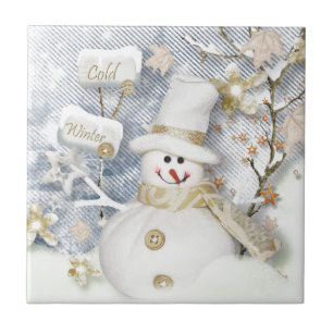 Cold Winter Snowman Tile