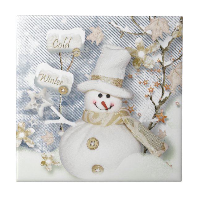 Cold Winter Snowman Tile (Front)