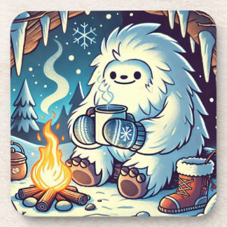 Cold Yeti Warming By The Fire Drink Coaster