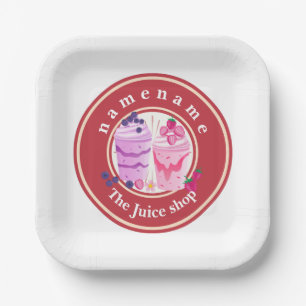 Cold yogurt Smoothies fruit Juice shop logo name Paper Plate