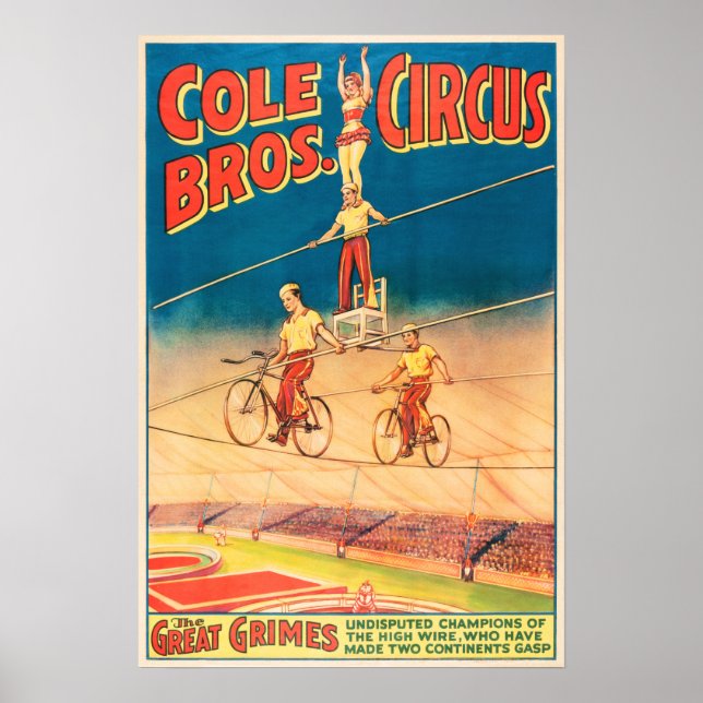 COLE BROTHERS CIRCUS Aerial Acrobats Vintage Show Poster (Front)