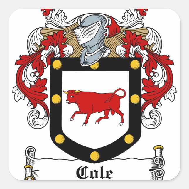 Cole-Irish-Crest Square Sticker (Front)