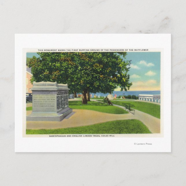 Coles Hill View of Mayflower Burial Monument Postcard (Front)