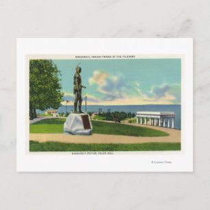 Coles Hill View of the Massasoit Statue Postcard
