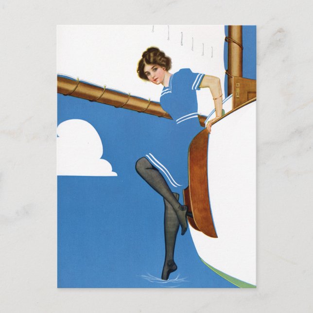 Coles Phillips Fadeaway - Sailing On Blue Oceans Postcard (Front)