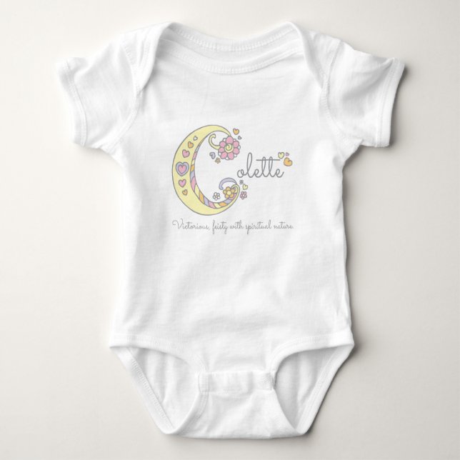 Colette girls name decorative custom meaning baby bodysuit (Front)