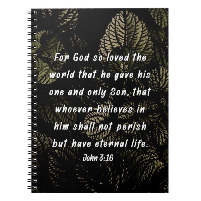 Coleus Leaves Plant John 3:16 Bible Verse Notebook (Front)
