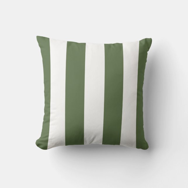 Colewort Green and White Striped Throw Pillow (Front)
