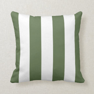 Colewort Green and White Striped Throw Pillow