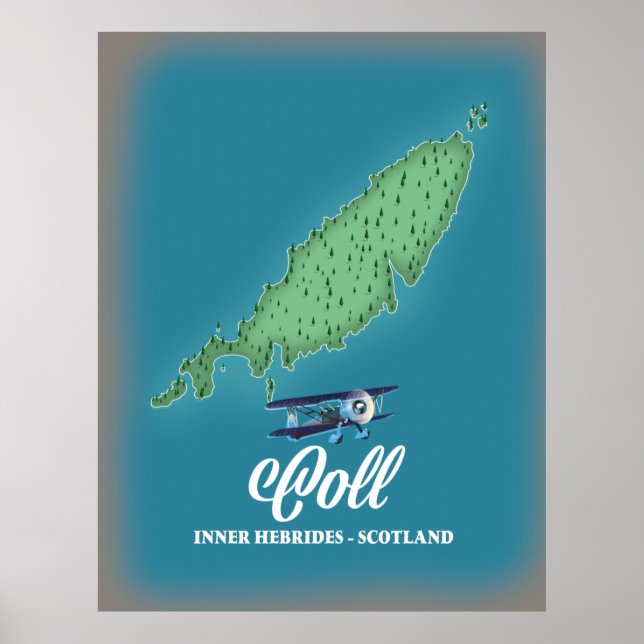 Coll Inner Hebrides Scotland map Poster (Front)