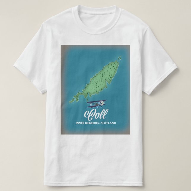 Coll Inner Hebrides Scotland map T-Shirt (Design Front)