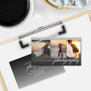 Collage 3-photo Black Ombre Photography Business Card