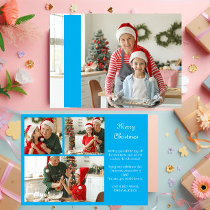 Collage 4 Photos Merry Christmas Red Family Gold