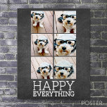 Collage 6 photos on Chalkboard Happy Everything Poster<br><div class="desc">Happy Everything! A trendy and whimsical Merry Christmas Greeting with a picture collage of 6 pictures. Can be used for the December holiday or really any celebration.</div>