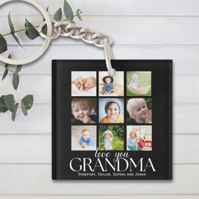 Collage 9 Photos for Grandma Love You Key Ring (Creator Uploaded)