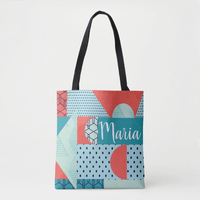 Collage Abstract Colourful 90s Orange Teals Tote Bag (Front)