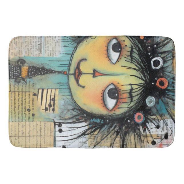 Collage Art Girl Lady 1 Bath Mat (Front)