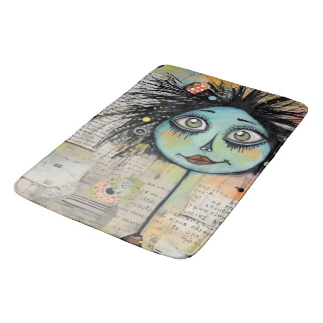 Collage Art Girl Lady 2 Bath Mat (Angled)