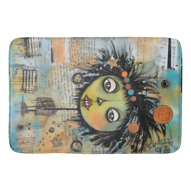 Collage Art Girl Lady 7 Bath Mat (Front)