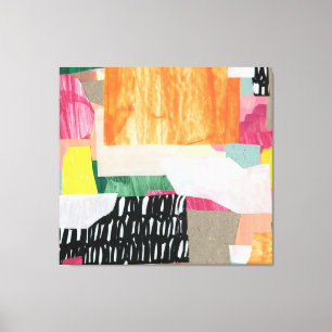 Collage art, modern colourful abstract. canvas print