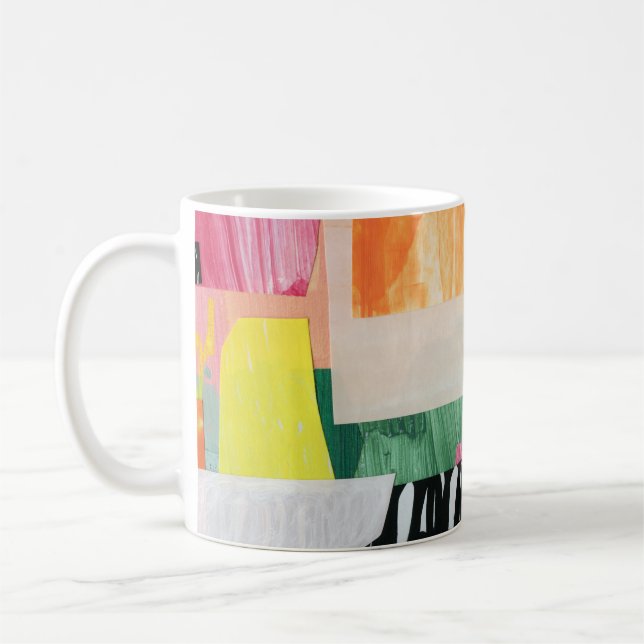 Collage art, modern colourful abstract. coffee mug (Left)