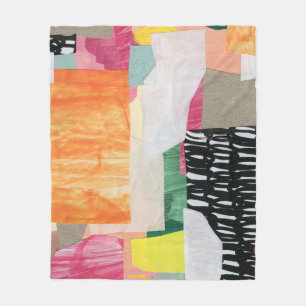 Collage art, modern colourful abstract. fleece blanket