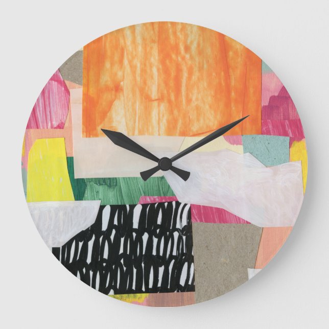 Collage art, modern colourful abstract. large clock (Front)