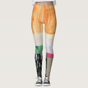Collage art, modern colourful abstract. leggings