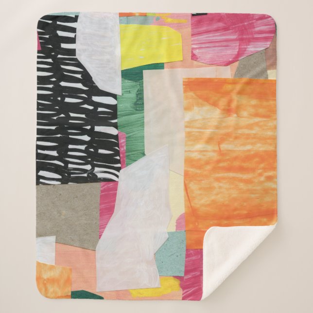 Collage art, modern colourful abstract. sherpa blanket (Front)